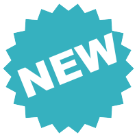 New sticker, turquoise color flat style promotion label for new shop products. Star shaped vector illustration graphic, angled title design, tag for web, UI, app, mobile. Isolated background. Teal badge with NEW on it