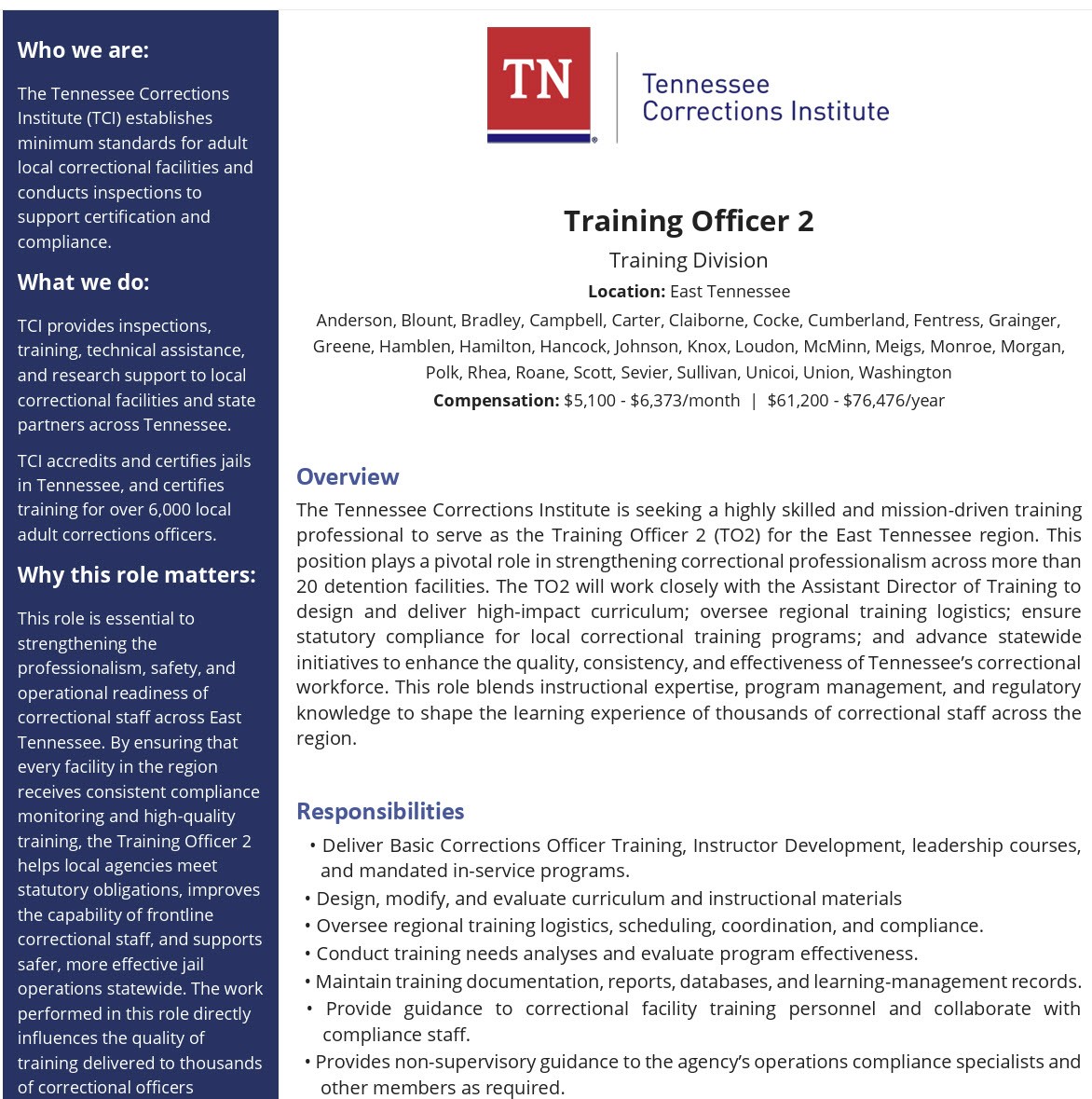 TO2 position Training Officer 2 position listing information