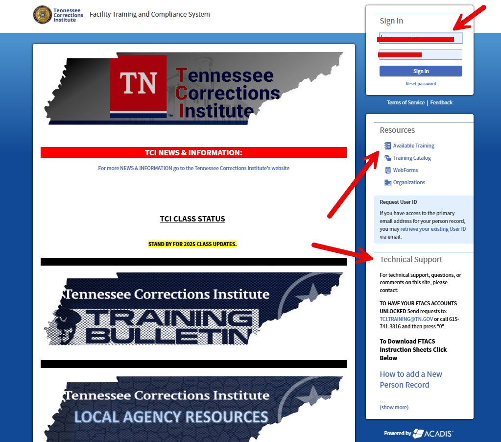 link to Facility Training and Compliance private training website