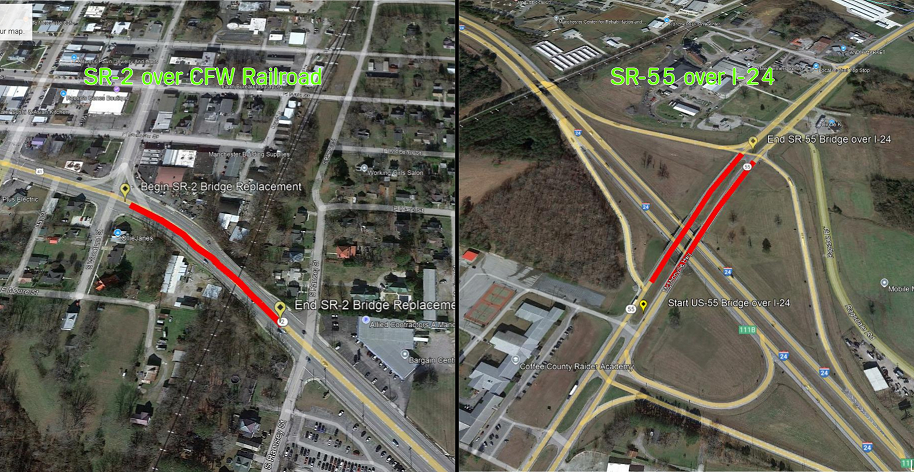 PD2501 Location map PD2501 Location Map showing two bridge locations
