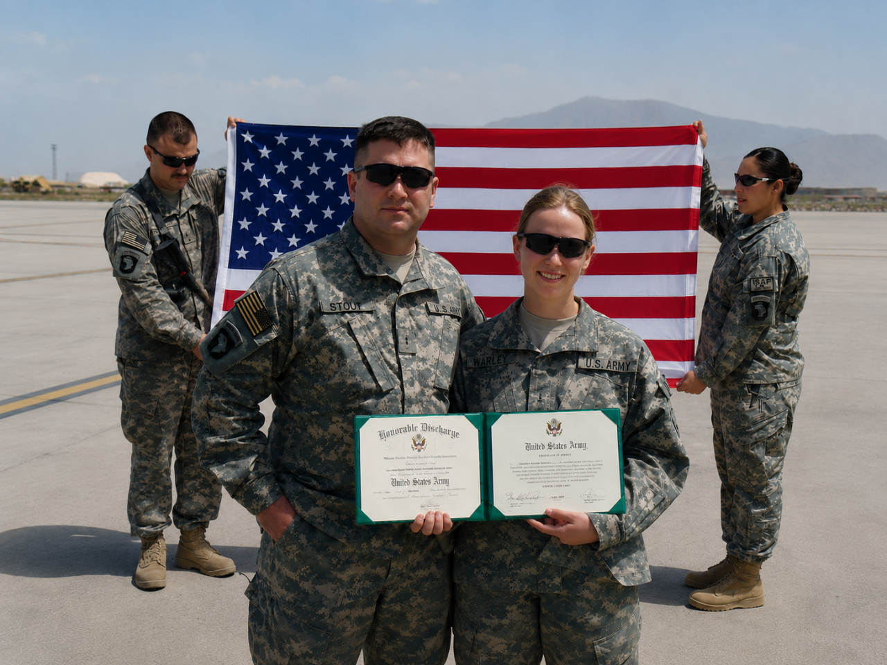 Image of Shana Shanna Chevalier receiving honorable discharge