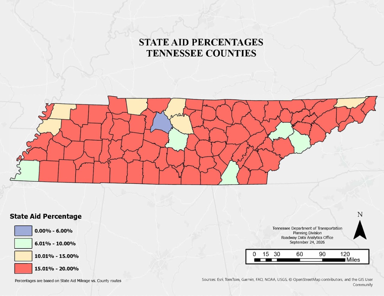 State Aid Percent TN Map State Aid Percent TN Map