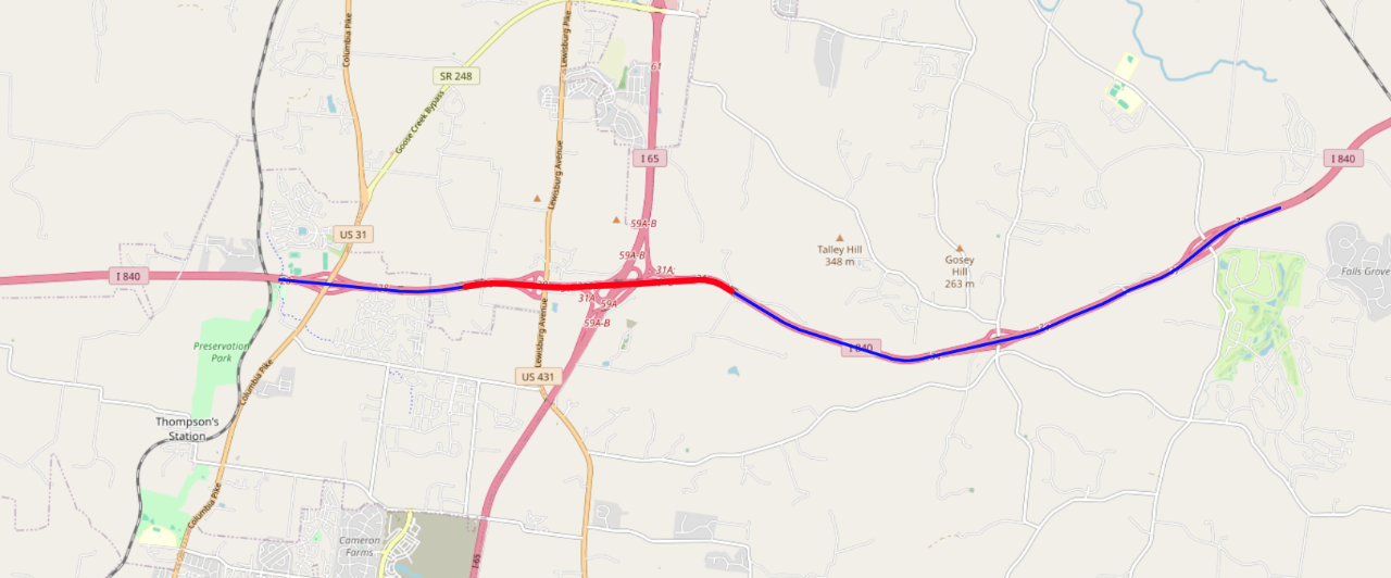 840 Full Resurfacing and Spot Repair Termini Map shows 840 Full Resurfacing and Spot Repair Termini