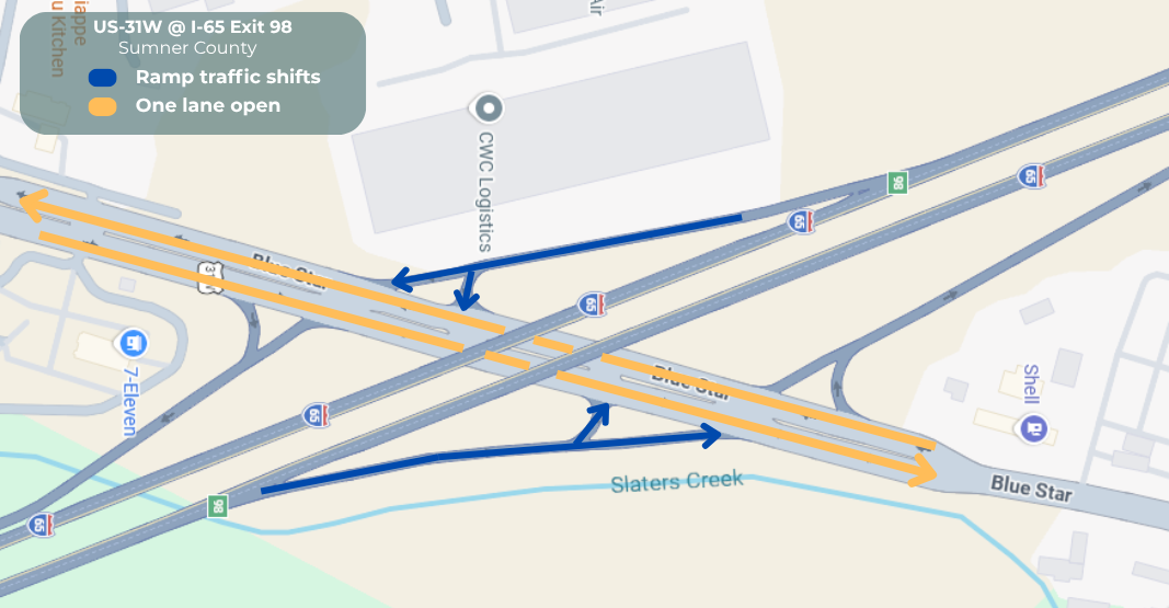 R3 Closure Maps - US-31W @ Exit 98