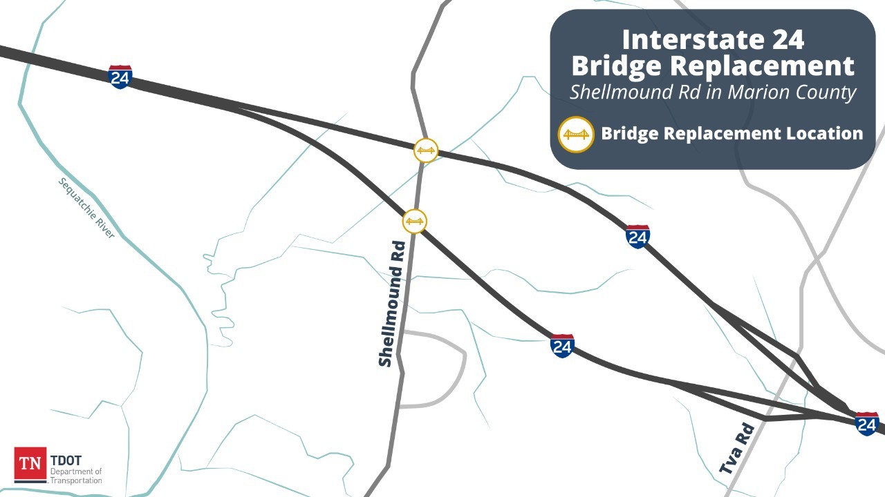 Shellmound bridges map Shellmound bridges map