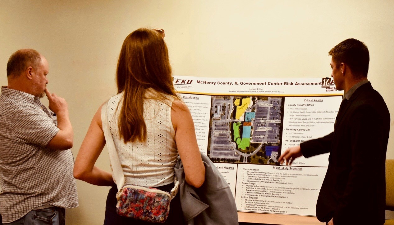Jordan Howard Participated in Eastern Kentucky University's Homeland Security Research Showcase. Jordan Howard Participated in Eastern Kentucky University's Homeland Security Research Showcase.