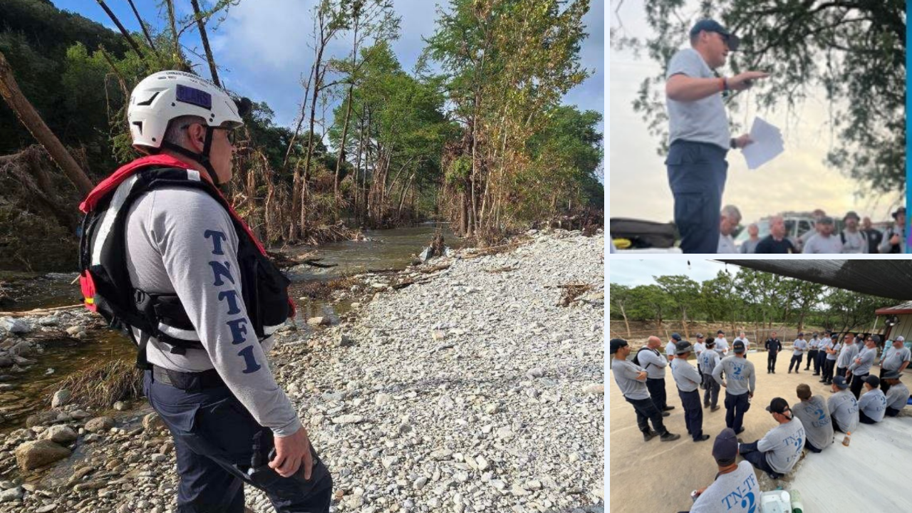 TN-TF1 and TN-TF2 spent more than two weeks combing through debris and searching Kerr County and surrounding areas following devastating flooding/ Photo of search team members.