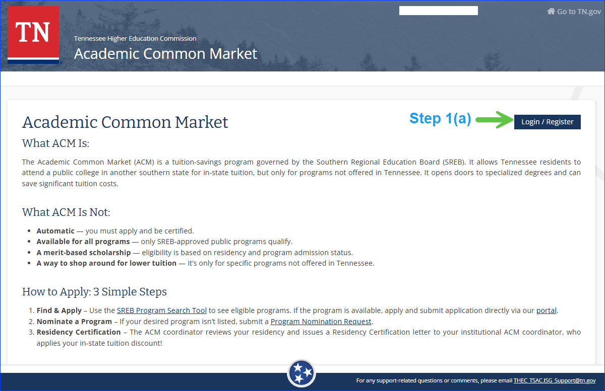 1 Screenshot of the Academic Common Market User Account Registration interface