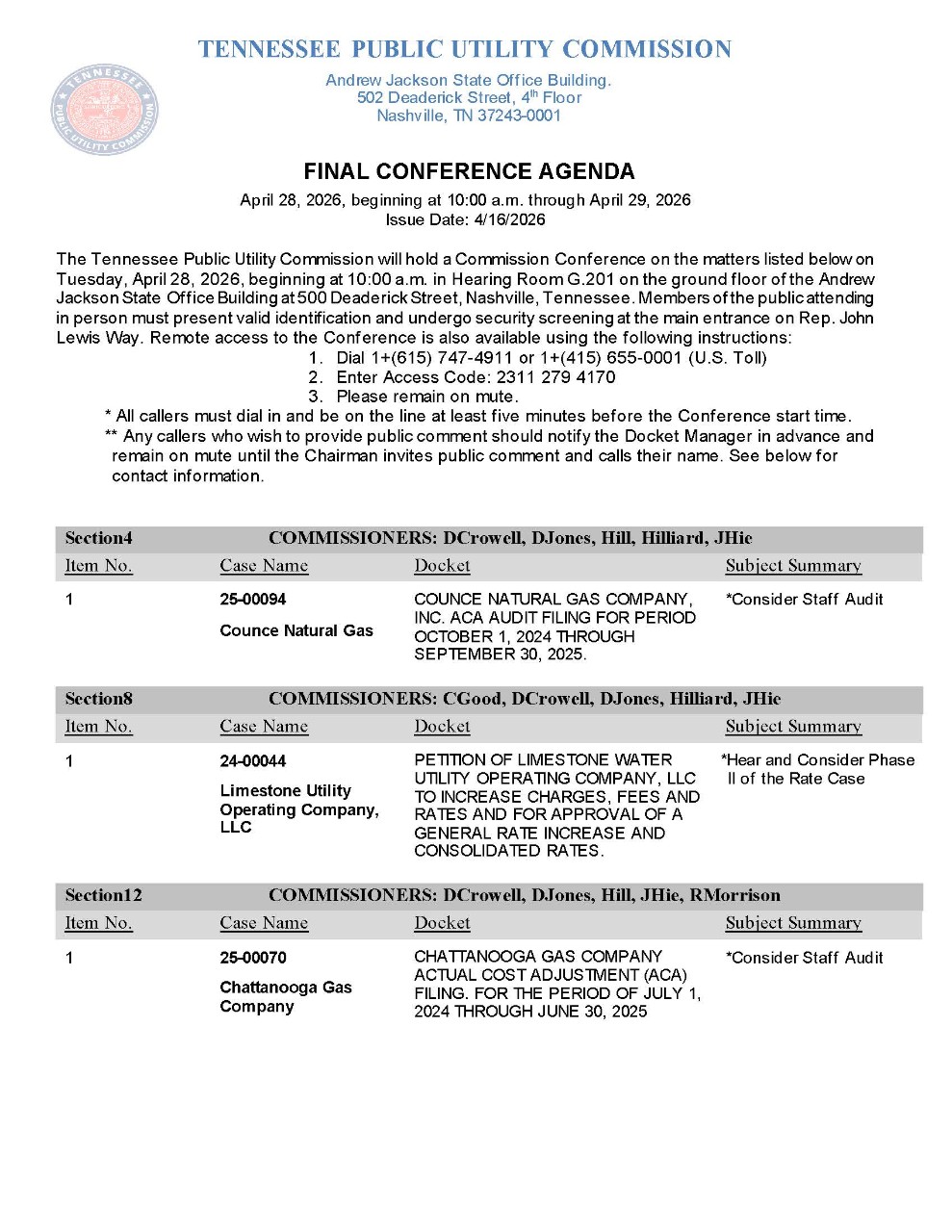 April 28, 2026 Commission Conference Agenda(FINAL)_Page_1