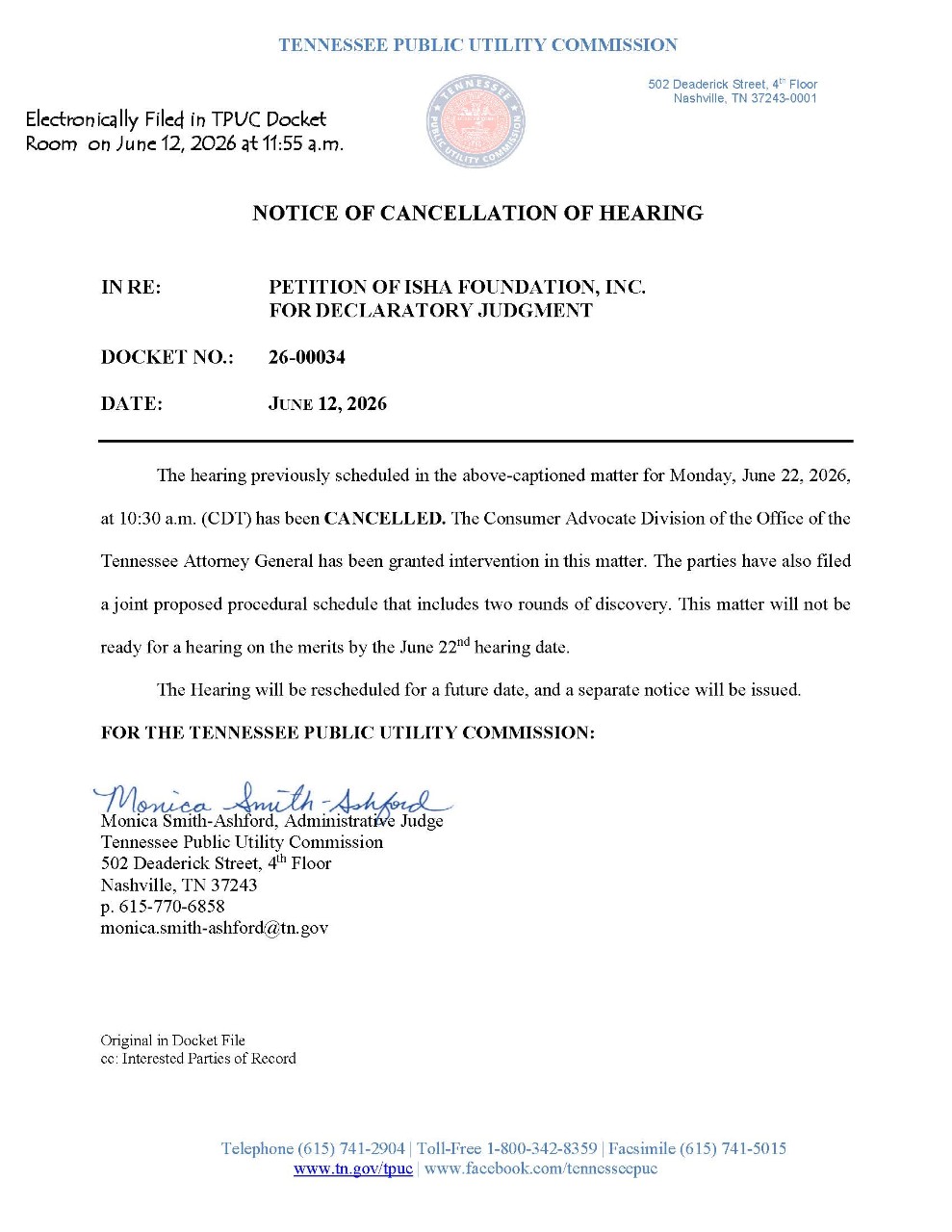 26-00034 Notice of Hearing Cancellation2026.06.12