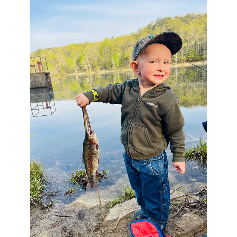 Wade Ruth caught a Rainbow Trout at Chilhowee Lake, Cherokee National Forest, on April 20, 2025. Congratulations Wade! Wade Ruth caught a Rainbow Trout on April 20, 2025. Congratulations Wade!
