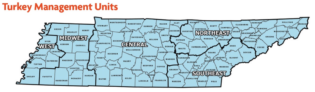 TWRA Tennessee Turkey Management Units