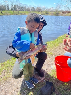 TWRA assist with catching a fish.
