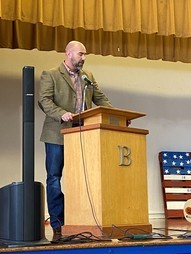 Deputy Director Brandon Wear addressed the audience at the Sandhill Crane Festival.