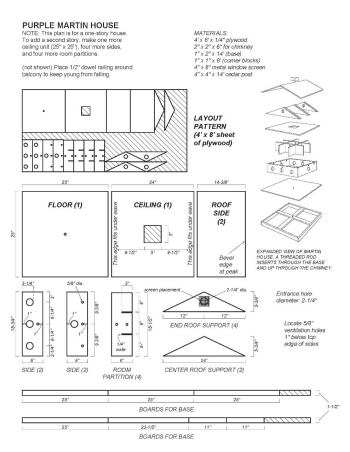 Purple Martin printable plans