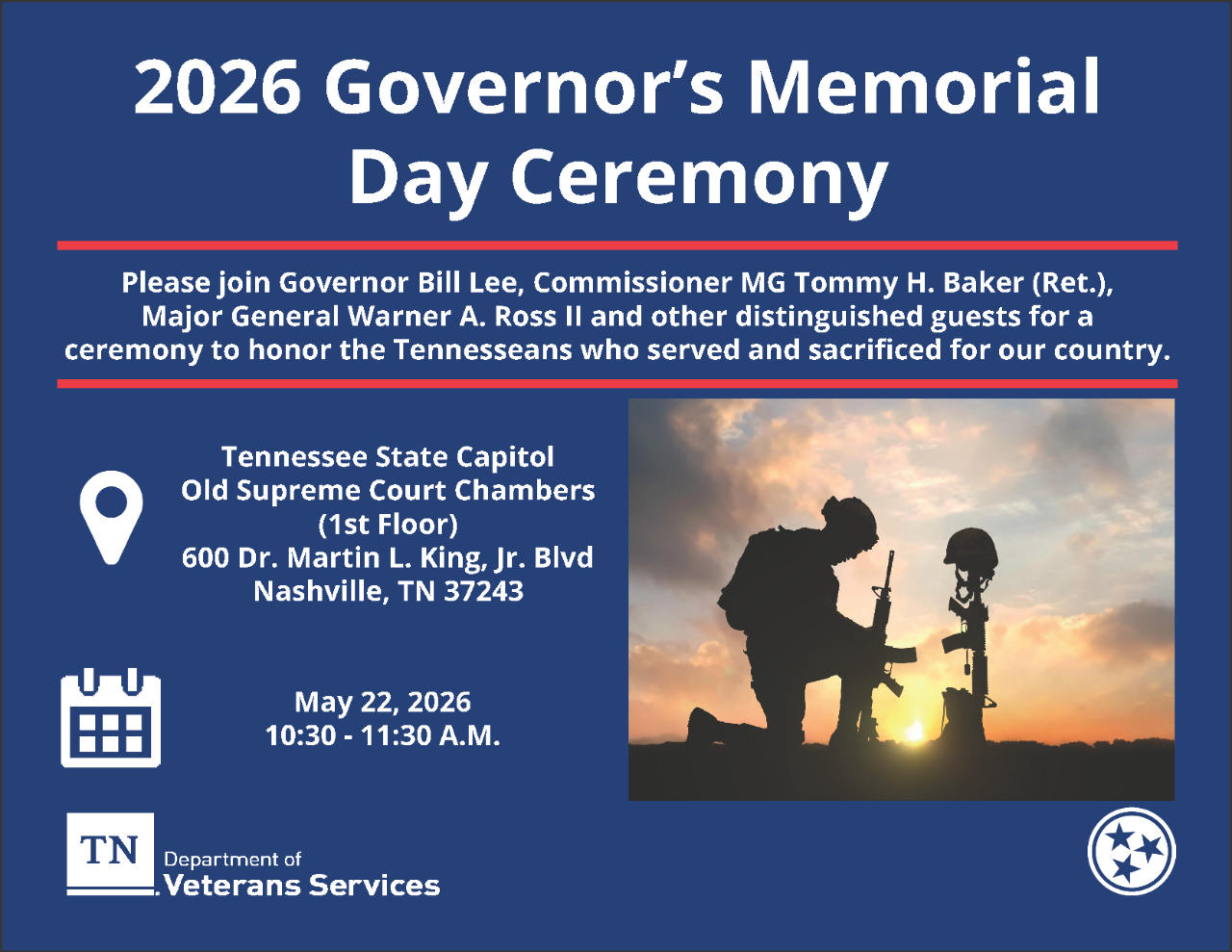2026 Governor's Memorial Day Ceremony Flyer