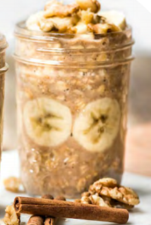 Banana Bread Overnight Oats in a plastic jar