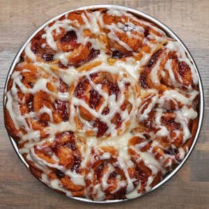 Healthier Homemade Cinnamon Rolls overhead view of cinnamon rolls