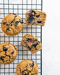 blueberry muffins on a cooling rack