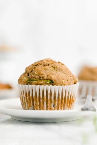 Oatmeal Zucchini Muffins a muffin on a plate