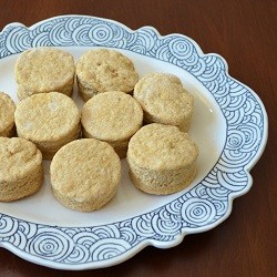 biscuits on a blue and white plate