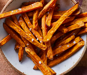 Air-Fryer Sweet Potato Fries a plate of sweet potato fries