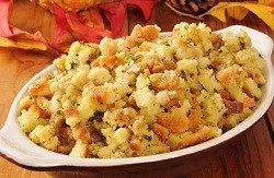 a side dish of fluffy stuffing
