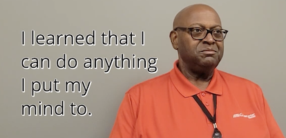 Stephen J. with text overlay that reads: I learned that I can do anything I put my mind to.