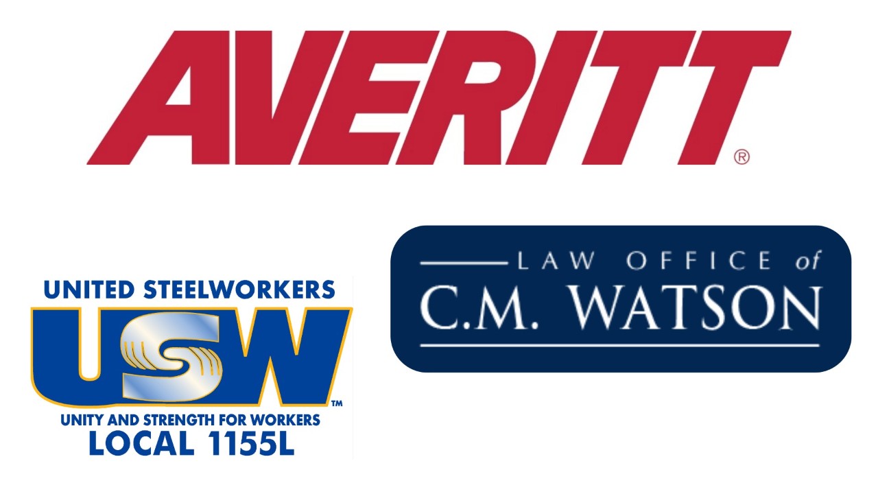 kids-chance-sponsors-2026 Sponsor Logos for Kids' Chance of Tennessee: Averitt, United Steelworkers Local 1155L, and the law office of C.M. Watson