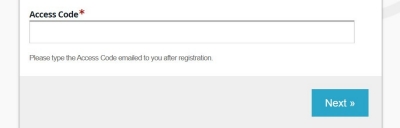 screenshot of access code text field on form