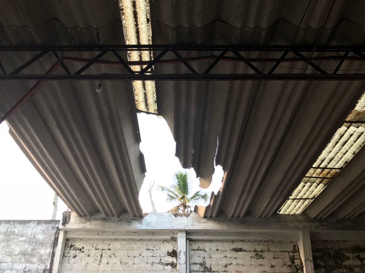 Roof Damage Roof damage in warehouse