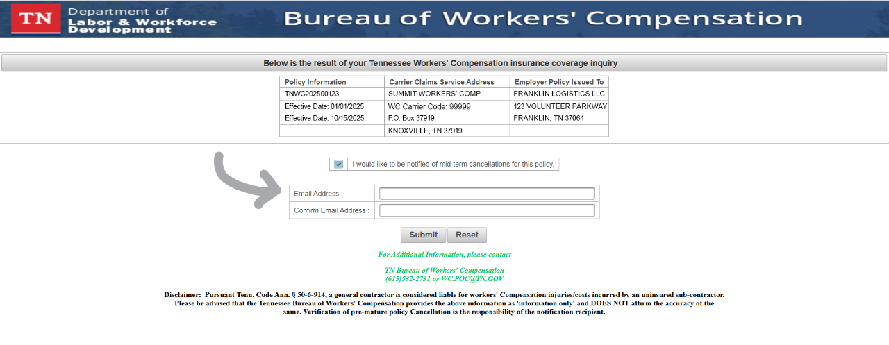 earlycancel06 Screenshot pointing to where to enter your email address in the middle of the page.