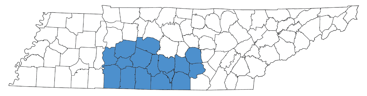 Bedford, Coffee, Franklin, Giles, Grundy, Hickman, Lawrence, Lewis, Lincoln, Marshall, Maury, Moore, Perry, Warren, Wayne, Williamson counties Bedford, Coffee, Franklin, Giles, Grundy, Hickman, Lawrence, Lewis, Lincoln, Marshall, Maury, Moore, Perry, Warren, Wayne, Williamson counties