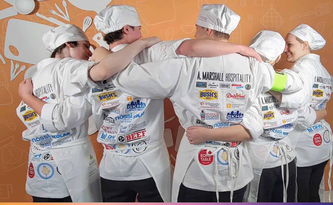 Nolensville High School culinary team in 2024 Nolensville High School culinary team members put their arms around one another